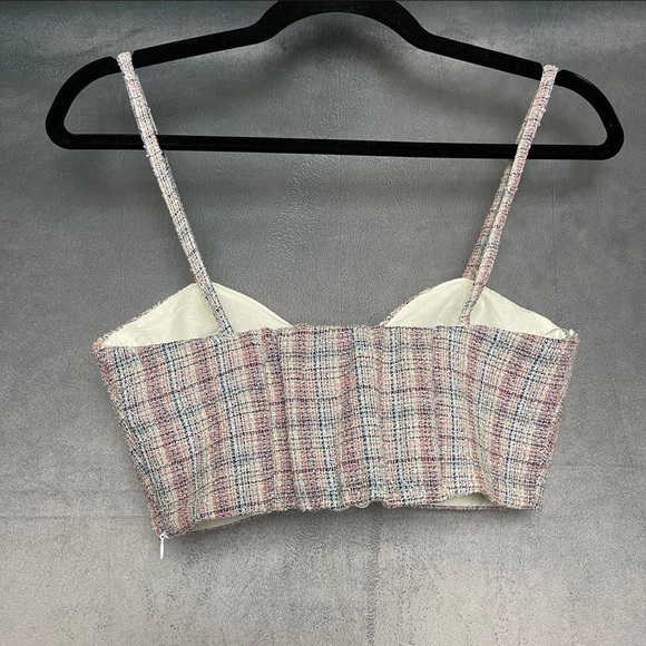 Pink and blue plaid tweed crop top - xs - Picture 6 of 6